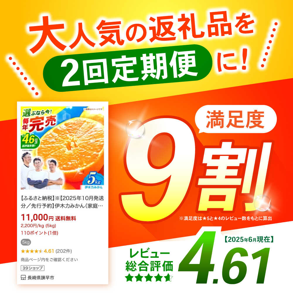【ふるさと納税】【2回定期便】※【11月より発送／先行予約】《レビューキャンペーン実施中》伊木力みかん (家庭用) 5kg / みかん ミカン 蜜柑 柑橘 フルーツ ふるーつ 果物 くだもの 定期便 みかん定期便 / 諫早市 / 山野果樹園[AHCF008] サムネイル2