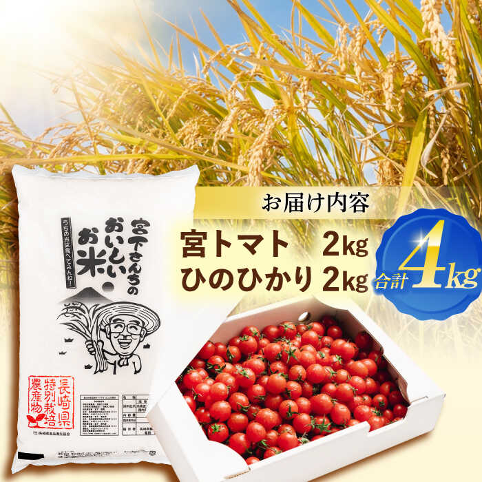 【ふるさと納税】「宮トマト」2kg・特別栽培米「ひのひかり」2kg / とまと トマト みにとまと ミニトマト プチトマト こめ おこめ コメ 米 ※ お米 白米 ひのひかり ヒノヒカリ / 諫早市 / 株式会社宮下農園 [AHCG014] - 画像2