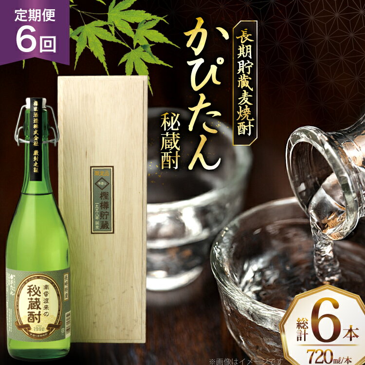 酒 焼酎 かぴたん 720ml 1本 6回 定期便 [福田酒造 長崎県 平戸市 hr42bgy410107] お酒 麦焼酎 長期貯蔵