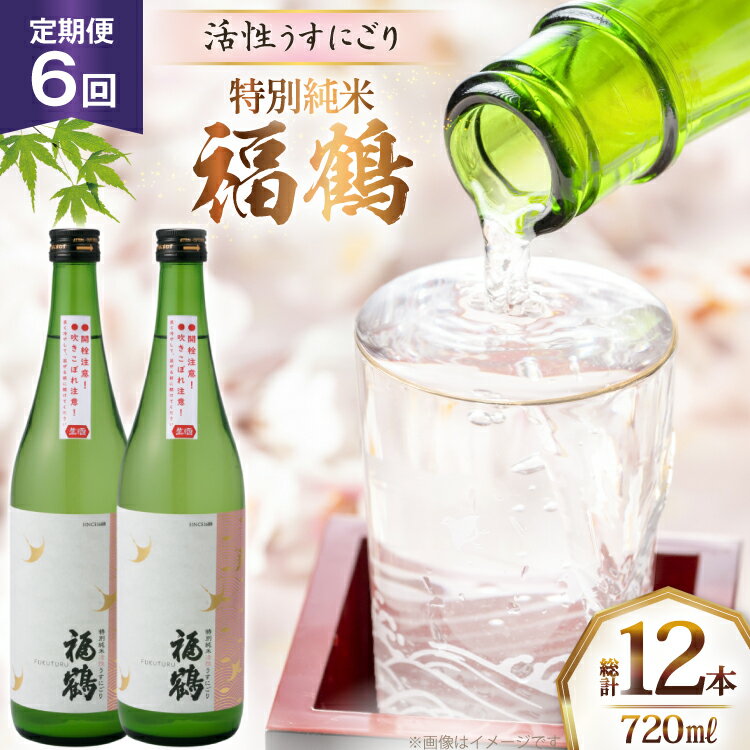 酒 日本酒 福鶴 特別純米 活性うすにごり 720ml 計2本 6回 定期便 [福田酒造 長崎県 平戸市 hr42bgy410119] お酒 微炭酸 山田錦 にごり酒