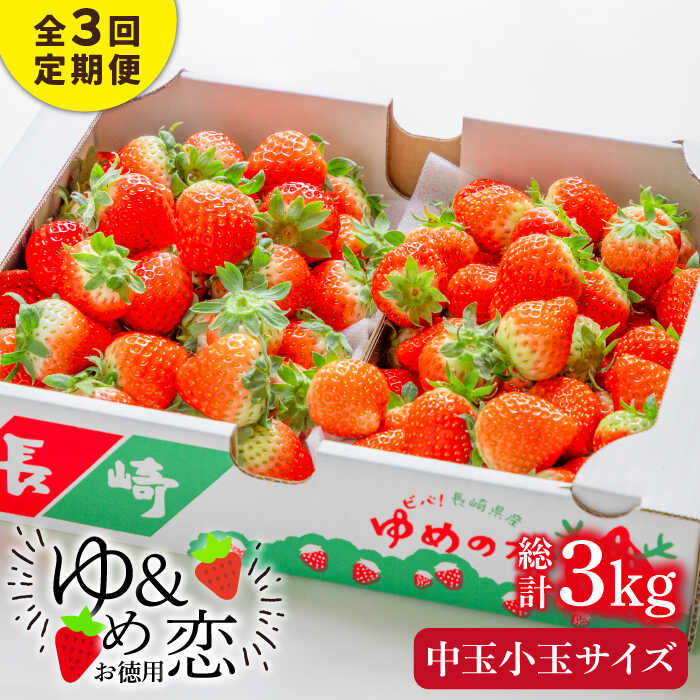 【先行予約】【全3回定期便】お徳用 バラ詰め イチゴ 1kg （ゆめのか・恋みのり）【2026年2月以降順次発送】《壱岐市》【蒼花】 [JEO004] いちご イチゴ 苺 フルーツ 果物 スムージー ジャム ゆめのか 恋みのり 冷蔵 訳あり ではない 30000 30000円