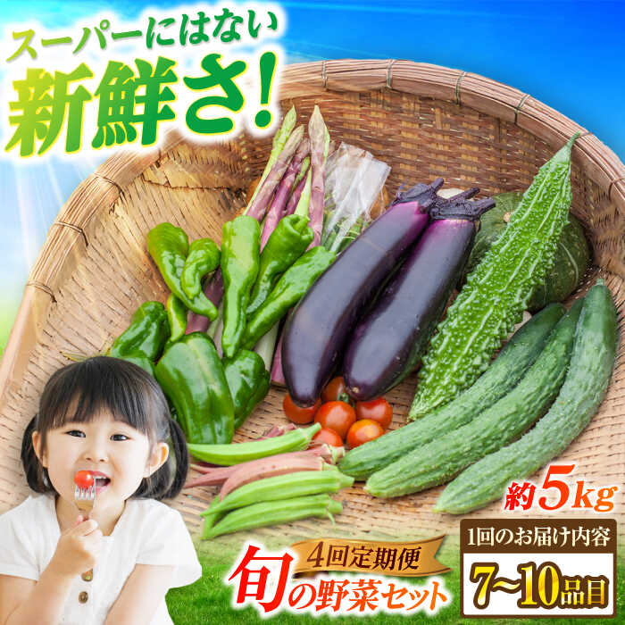 【4回定期便】　旬野菜セット7〜10品目（五島列島産）5kg未満　五島市/やぁしゃ便[PBG009] やさい 詰め合わせ 新鮮 長崎