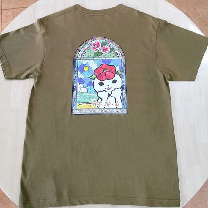 【ふるさと納税】【こだわりのデザイン！】つばきねこステンドグラスTシャツ 半袖 かわいい カジュアル【stationery 光洋社】[PDF001] サムネイル3