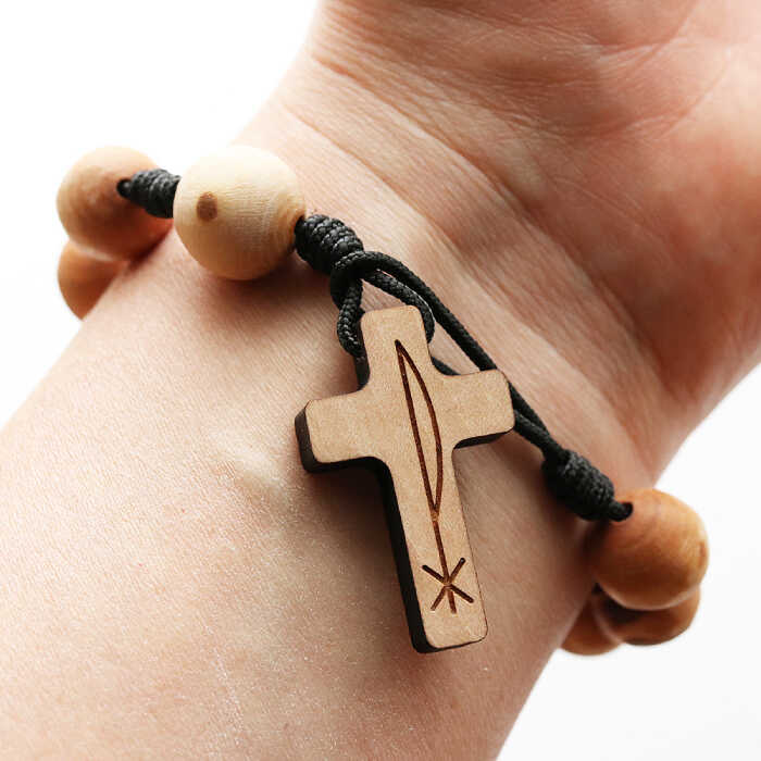 【ふるさと納税】五島産 椿のロザリオブレスレット【ブラック】男女兼用 つばき 天然木 アクセサリー 五島市/ロザリーマリア [PFE001] サムネイル3