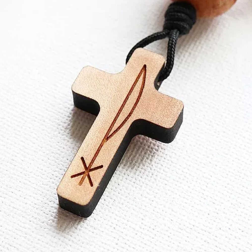 【ふるさと納税】五島産 椿のロザリオ（紐組み）五島市/ロザリーマリア[PFE005] 椿 ロザリオ 紐組み アクセサリー サムネイル3