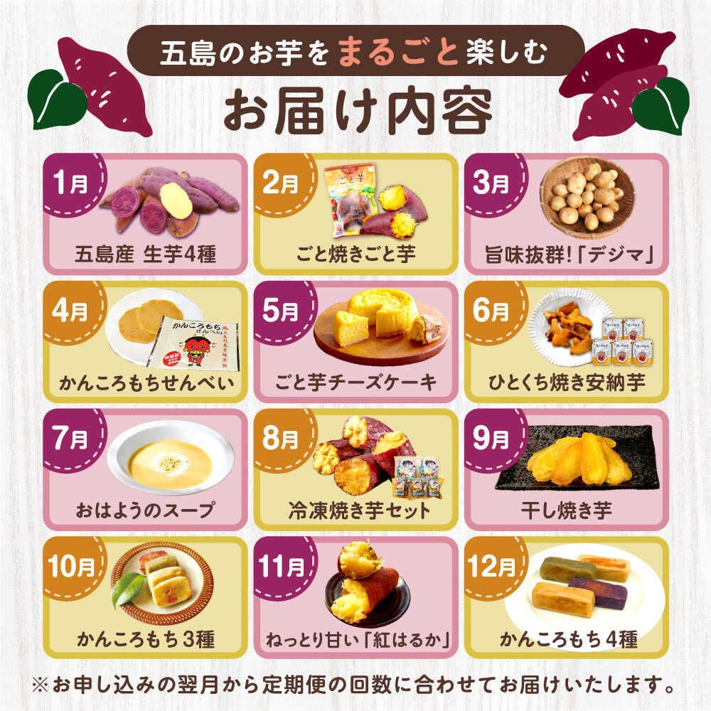【ふるさと納税】【12回定期便】お届け内容が毎月変わる！五島の芋まんきつ定期便 五島市ふるさと納税/五島市[PZX052] - 画像2