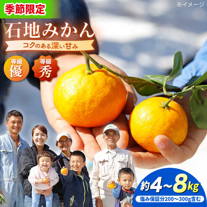 【12月上旬より配送】 石地みかん 約4kg or 約8kg （傷み保証分含む）＜川添みかん園＞ [CCT005] 西海みかん 温州みかんミカン 蜜柑 果物 柑橘 デザート 剥きやすい 甘味 果汁 おやつ プレゼント 贈答 ギフト 甘い 西海 10000円 1万円