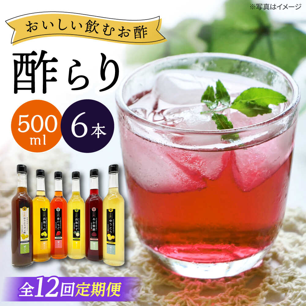 【12回定期便】 【飲む玄米酢】酢らり 大瓶6種セット（5種＋ポン酢）＜川添酢造＞[CDN143]