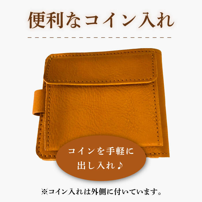 【ふるさと納税】牛革 二つ折り 財布 （キャメル/ブラック） ＜グッピーサウンド＞ [CEV009] サムネイル3
