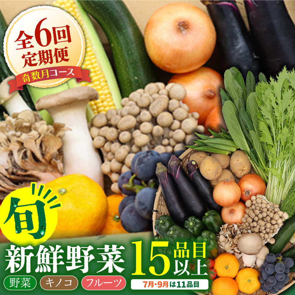 【6回定期便 奇数月コース】野菜定期便 フルーツ・きのこをセット 15品目以上 / 定期便 野菜 やさい 春野菜 夏野菜 秋野菜 冬野菜 旬 / 南島原市 / 吉岡青果 [SCZ002]