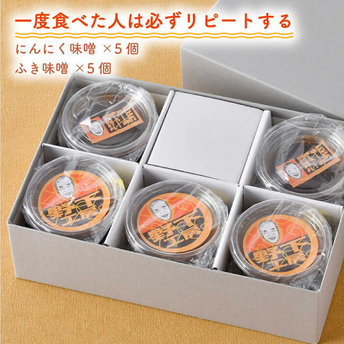 【ふるさと納税】【春限定！大人気 万能調味料と夢のコラボ！】国産 にんにく味噌・ふき味噌 10個セット【野下上絵】 [LE10] サムネイル2