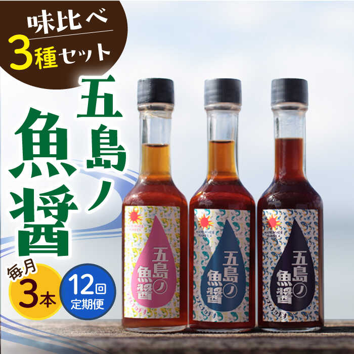 【全12回定期便】【1本ずつ丁寧に手づくり】五島ノ魚醤 60ml 3種（青魚・白身魚・イカ）3本セット 《factory333》[DAS004] 長崎 五島列島 魚醤 調味料 旨味 醤油 タレ 出汁 ダシ 常温 定期便