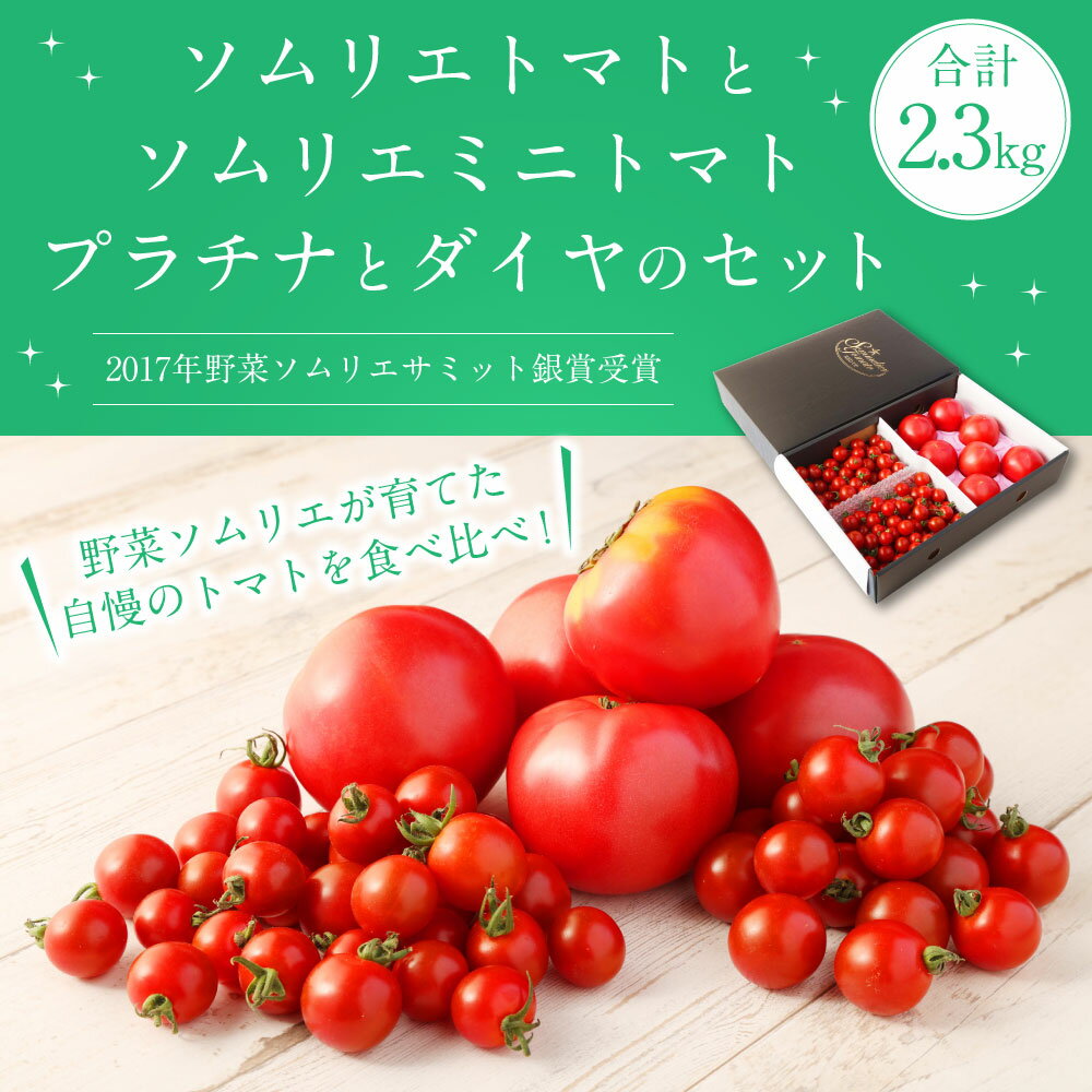 【ふるさと納税】【食べ比べ】熊本県 ソムリエトマト1.3kgとソムリエミニトマト プラチナ500gとダイヤ500gのセット 合計2.3kg とまと トマト 野菜 やさい 食品 セット ソムリエ 国産 九州 熊本県産 冷蔵 送料無料 【2026年2月上旬発送開始】 - 画像2