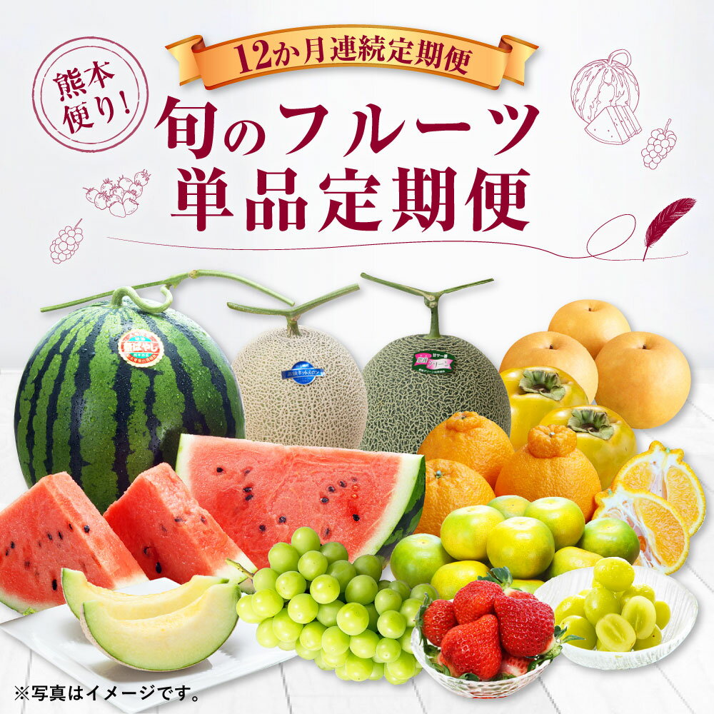 【ふるさと納税】【12か月連続定期便】熊本便り！ 旬のフルーツ 単品 定期便 166000円 16万6000円 フルーツ 果物 くだもの 季節 旬 セット 12ヶ月 1年間 毎月1回 デコポン いちご スイカ メロン 新高梨 太秋柿 九州 熊本県 送料無料 サムネイル2