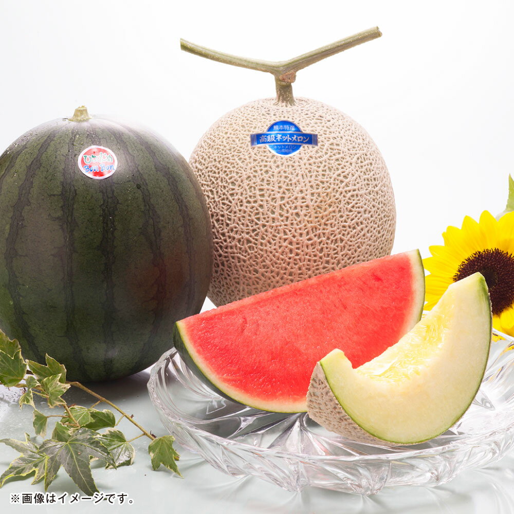 熊本県産 黒小玉 スイカ 1玉（約1.8kg以上） と マスクメロン 1玉（約1.5kg以上） 合計2玉（約3kg以上） 2種 セット フルーツ 果物 くだもの スイカ メロン 九州 熊本県 送料無料 【2026年6月上旬発送開始】