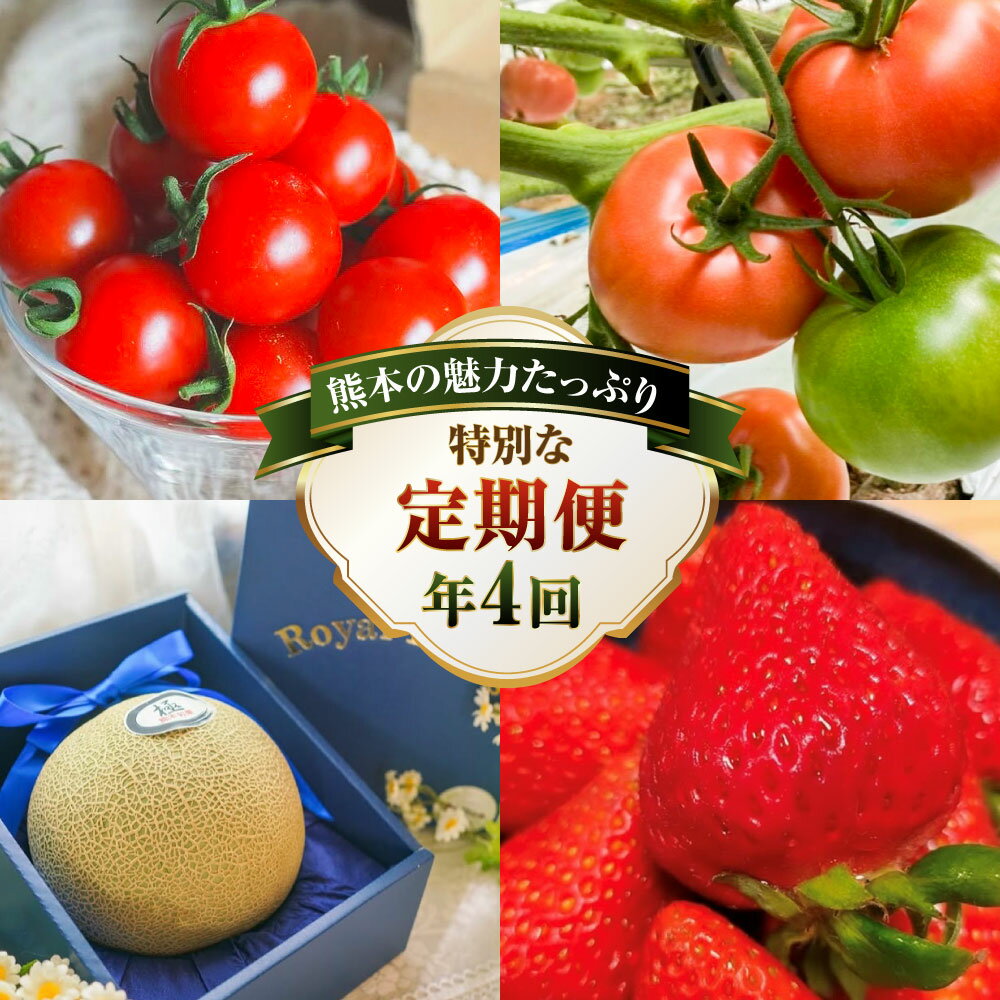 【年4回定期便】熊本の魅力たっぷり 定期便 ミニトマト トマト 大玉トマト メロン いちご イチゴ 苺 大粒 熊本県産 フルーツ 野菜 果物 熊本産 九州 熊本県 送料無料 【2026年2月上旬発送開始】
