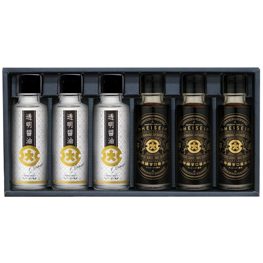 平成・透明醤油6本詰合せ 各100ml×3本 計6本 2種 セット 詰合せ 詰め合わせ 調味料 醤油 ギフト 贈り物 贈物 お土産 九州 熊本県 送料無料 HT-33