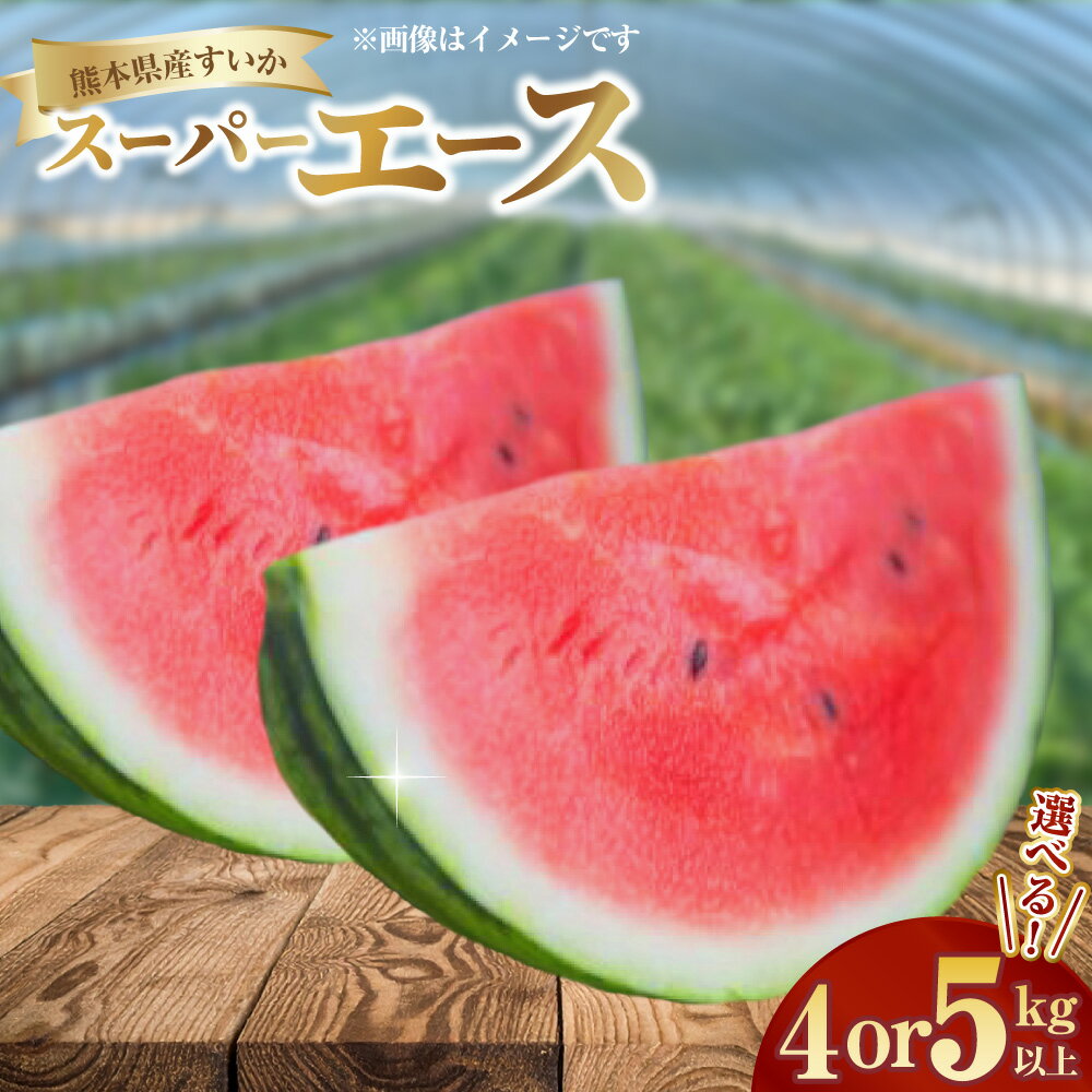 ＜選べる内容量＞熊本県産すいか スーパーエース 4kg以上 / 5kg以上 スイカ すいか 西瓜 くだもの 果物 果実 フルーツ 青果 デザート おやつ 熊本県産 国産 九州 熊本県 送料無料 【2026年3月上旬発送開始】