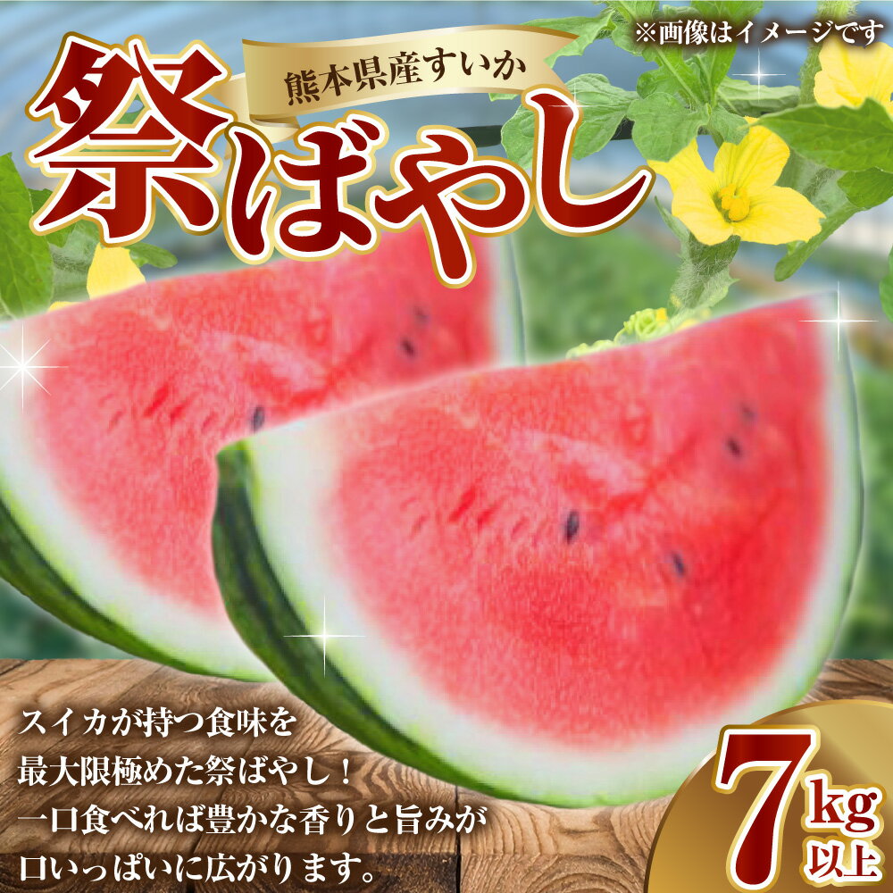 【ふるさと納税】熊本県産すいか 祭ばやし 7kg以上 スイカ すいか 西瓜 くだもの 果物 果実 フルーツ 青果 デザート おやつ 熊本県産 国産 九州 熊本県 送料無料 【2026年5月上旬発送開始】 サムネイル2