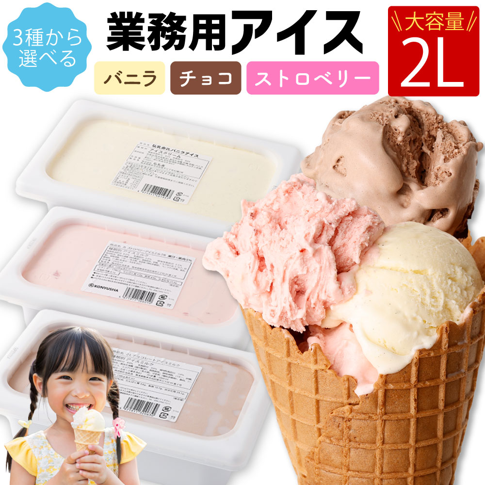 ＜選べる＞ 2L 業務用 アイス バニラ チョコレート ストロベリー 2000ml 7000円 アイス アイスクリーム アイスミルク バニラアイス チョコアイス イチゴアイス 冷凍 送料無料【チョコレート・ストロベリーは2025年6月下旬順次発送開始】
