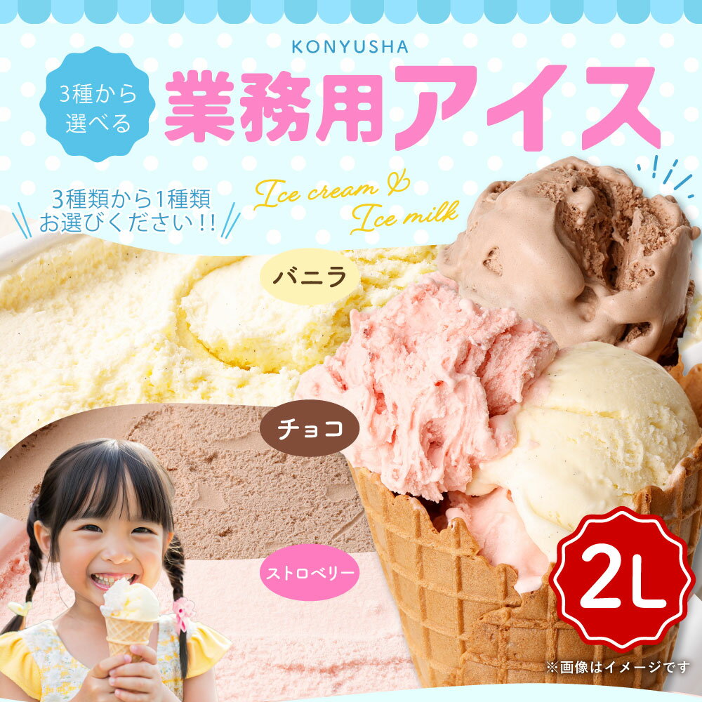 【ふるさと納税】＜選べる＞ 2L 業務用 アイス バニラ チョコレート ストロベリー 2000ml 7000円 アイス アイスクリーム アイスミルク バニラアイス チョコアイス イチゴアイス 冷凍 送料無料【チョコレート・ストロベリーは2025年6月下旬順次発送開始】 - 画像2
