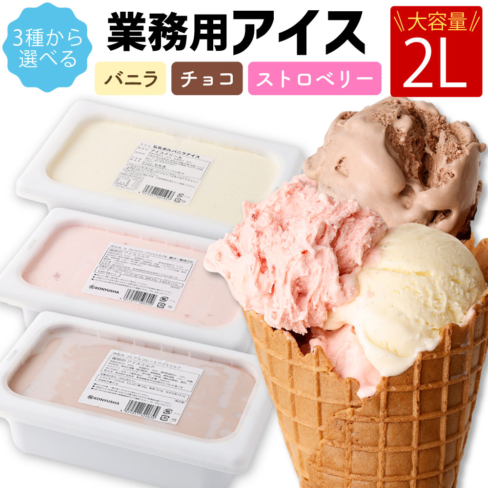 ＜選べる＞ 2L 業務用 アイス バニラ チョコレート ストロベリー 2000ml 5000円 アイス アイスクリーム アイスミルク バニラアイス チョコアイス イチゴアイス 冷凍 送料無料【チョコレート・ストロベリーは2025年6月下旬順次発送開始】