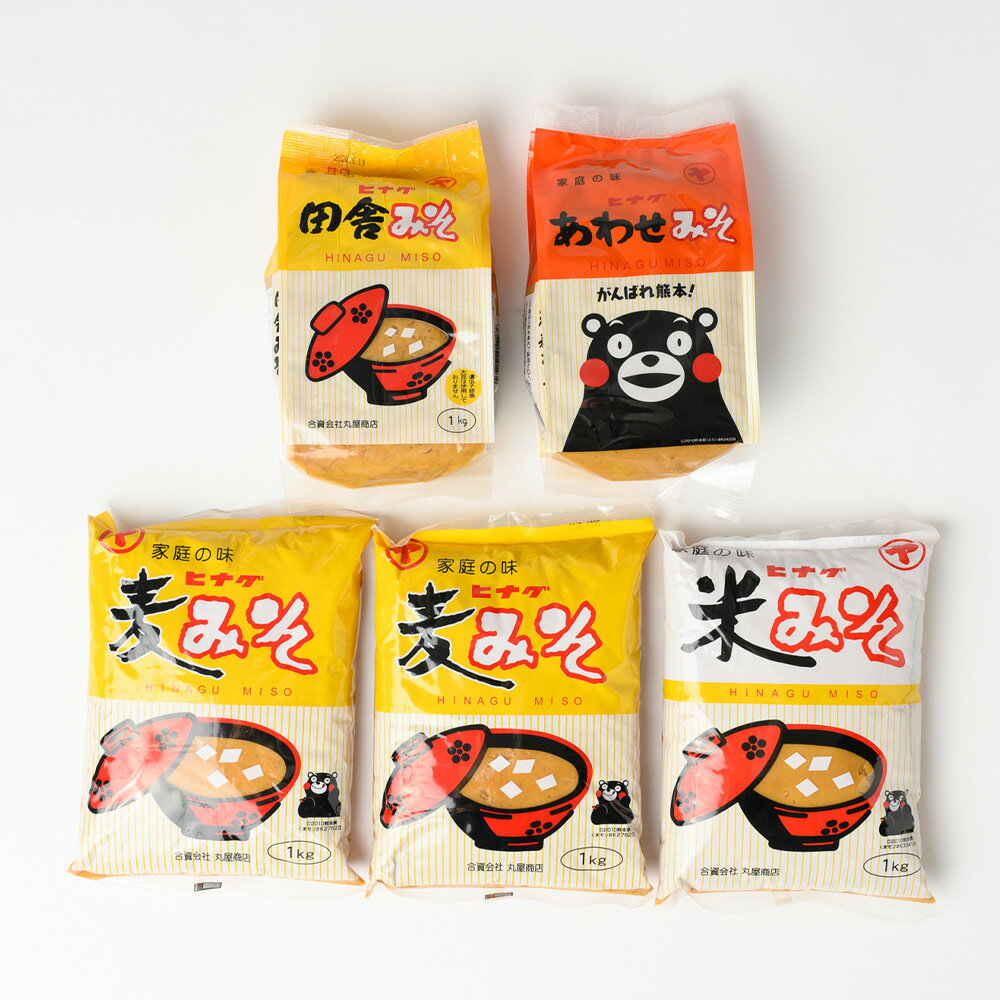 【ふるさと納税】ヒナグみそ 5品詰合せ 計5kg 麦みそ 米みそ 田舎みそ 合わせみそ 詰め合わせ 箱入り 丸屋商店 お取り寄せ 味噌 みそ ギフト 手土産 熊本産 九州産 国産 常温 送料無料 サムネイル2