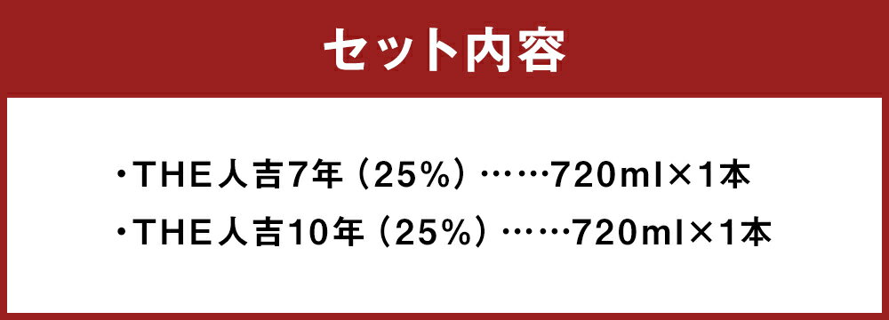 【ふるさと納税】「THE人吉7年」＆「THE人吉10年」 飲み比べセット 1本あたり720ml 計1440ml 計2本（各1本） 化粧箱入り アルコール度数25% 国産米 お米 米麹 米こうじ 米焼酎 お酒 飲料 熊本県産 国産 熊本県 人吉市 送料無料 サムネイル2