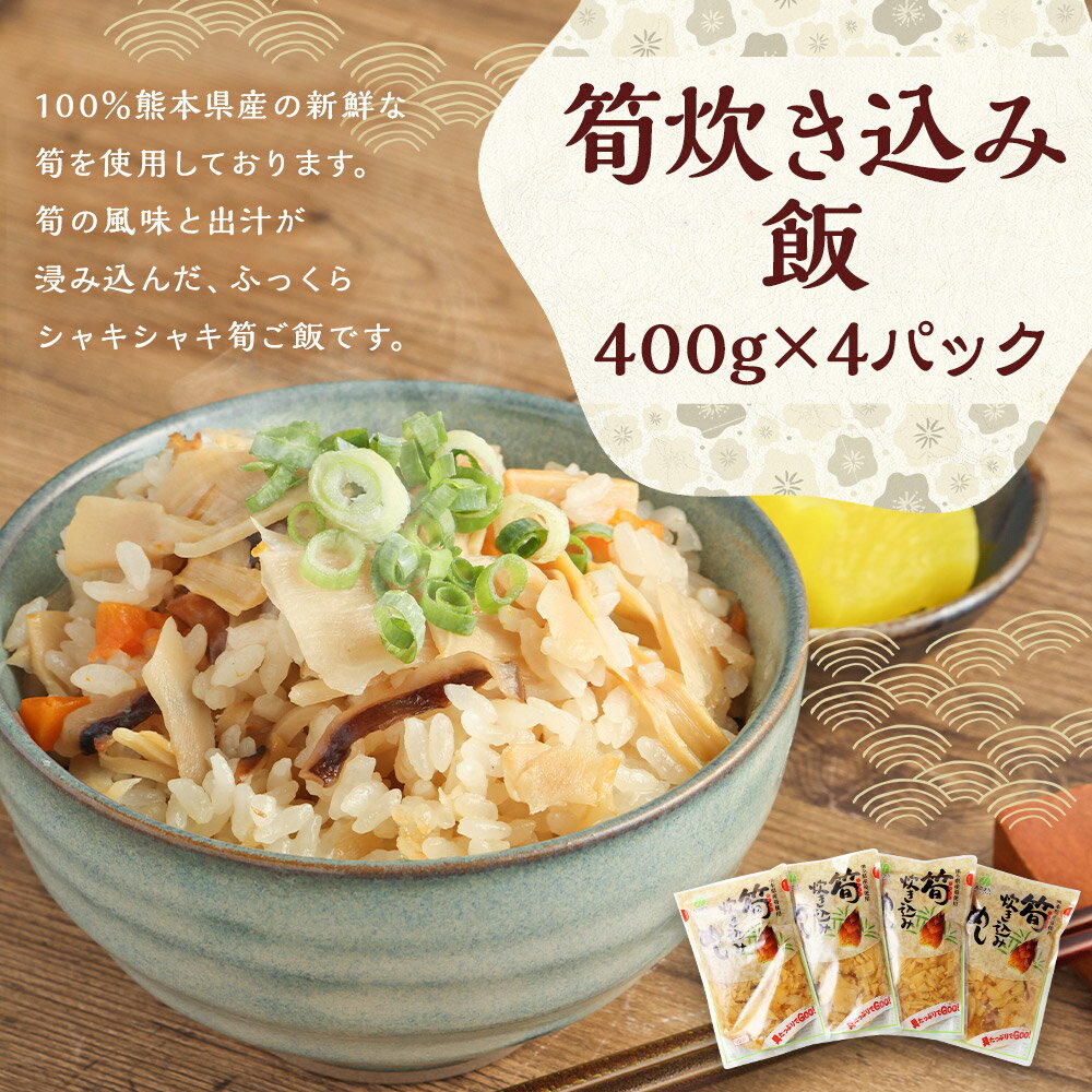 【ふるさと納税】筍炊き込み飯 400g×4パック 合計1.6kg 炊き込みご飯の素 たけのこ 炊き込みご飯 簡単 お手軽 パック 人吉市 熊本県 送料無料 サムネイル2