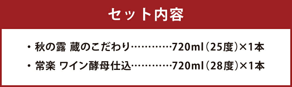 【ふるさと納税】本格米焼酎 芳醇セット 2種類×1本 合計2本 720ml 酒 お酒 米焼酎 秋の露 常楽 ワイン酵母 九州産 熊本県産 常楽酒造 送料無料 サムネイル2