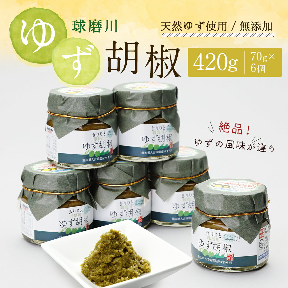 【ふるさと納税】人吉球磨の球磨川ゆず胡椒 70g×6個 合計420g 柚子胡椒 調味料 ゆず こしょう 小分け袋付き 九州産 国産 熊本県産 送料無料 - 画像2
