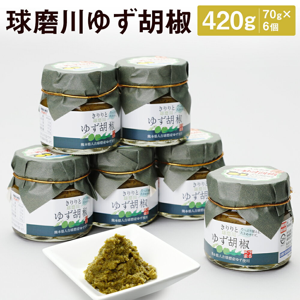 人吉球磨の球磨川ゆず胡椒 70g×6個 合計420g 柚子胡椒 調味料 ゆず こしょう 小分け袋付き 九州産 国産 熊本県産 送料無料