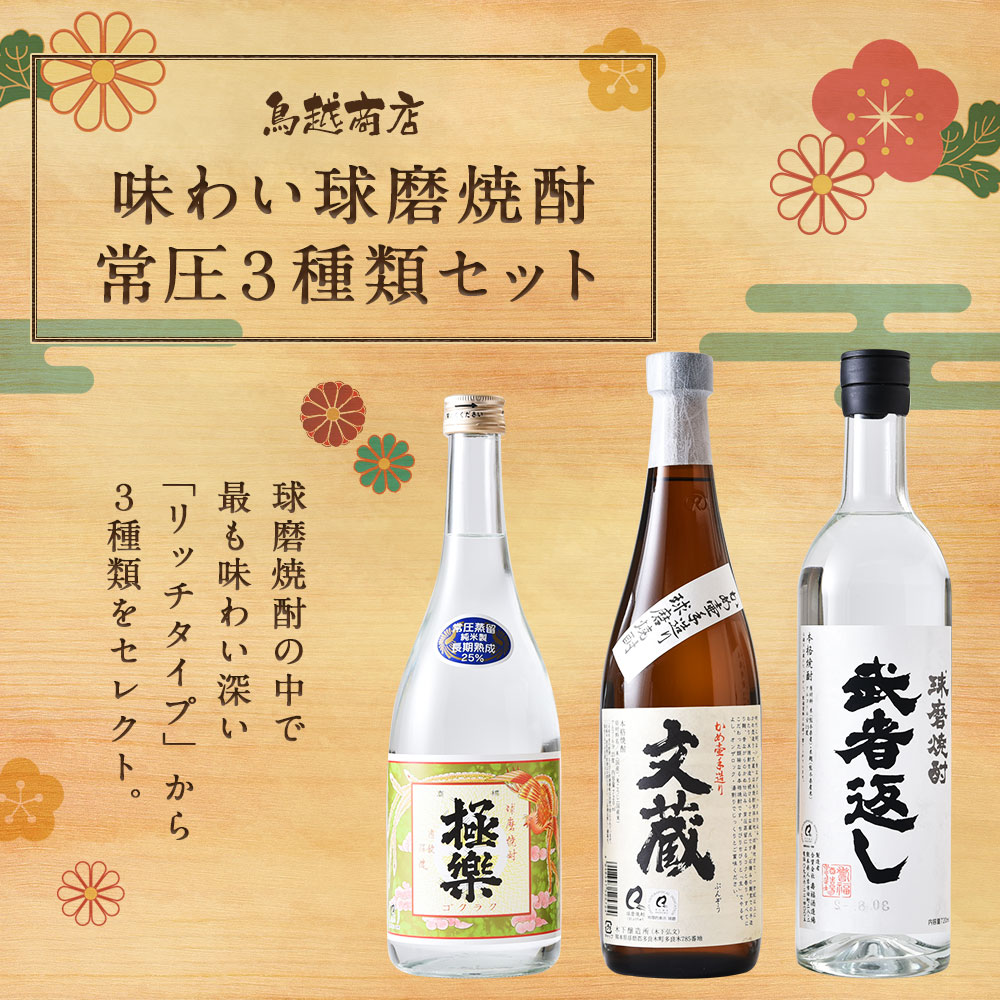 【ふるさと納税】味わい球磨焼酎 常圧3種類セット 720ml 各1本 3本セット 飲み比べ 酒 米焼酎 球磨焼酎 送料無料 サムネイル2