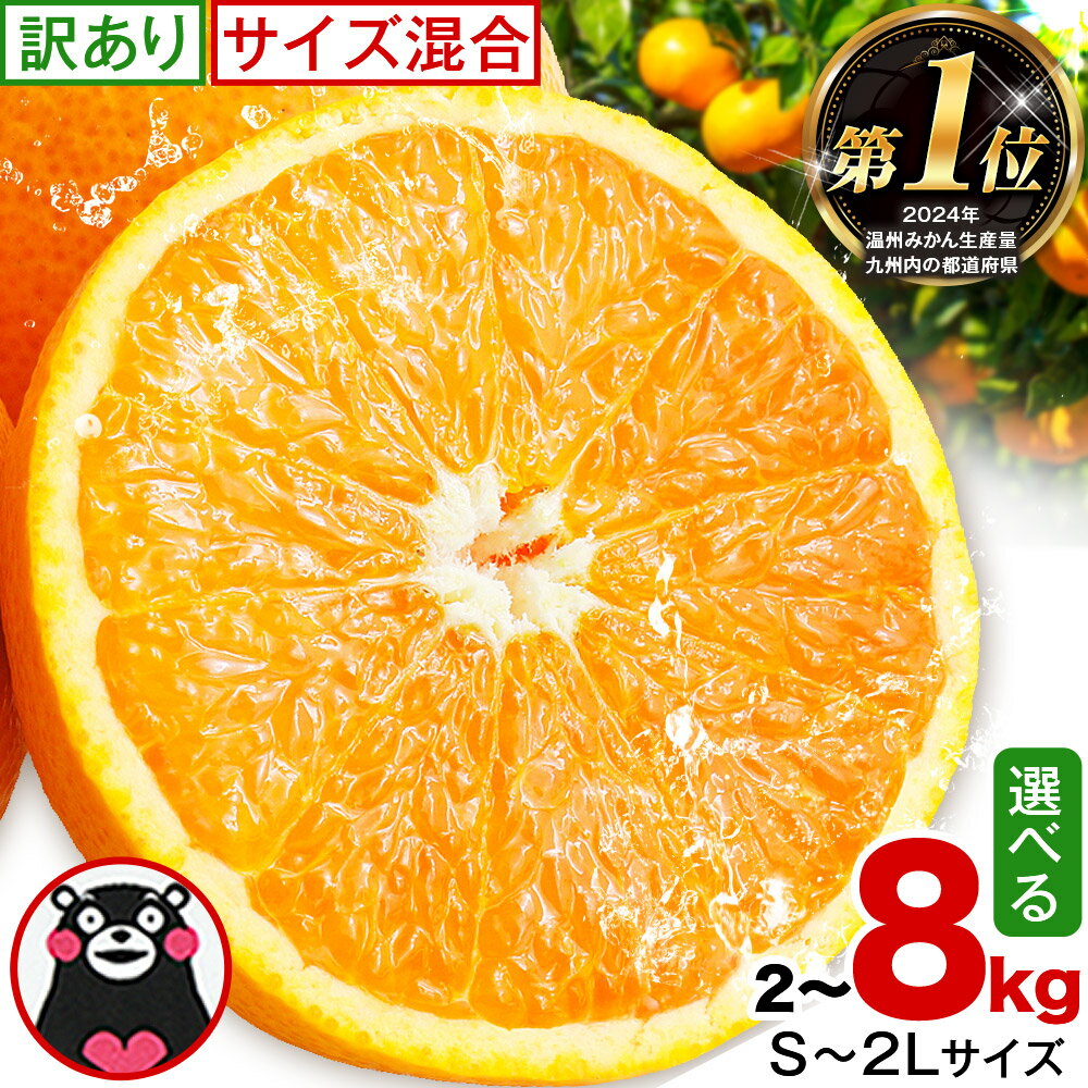 みかん 訳あり くまもとみかん 約8kg 約5kg 約2kg S-2Lサイズ サイズ混合 ご家庭用《7-14日以内に出荷予定》 フルーツ サイズ混合 秋 旬 柑橘 小玉 中玉 大玉 熊本県 荒尾市 熊本県産 荒尾市産含む