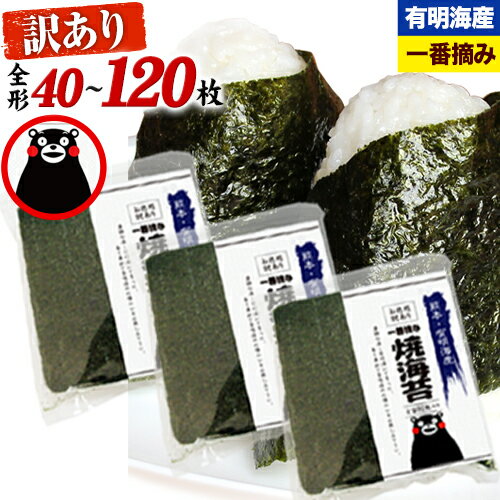 海苔 訳あり 一番摘み 海苔 全形 40枚〜120枚 有明海産 のり 熊本県産 選べる内容量 大容量 小分け 全形 選べる 40枚 80枚 120枚 《出荷時期をお選びください》 のり 初摘み 生活応援