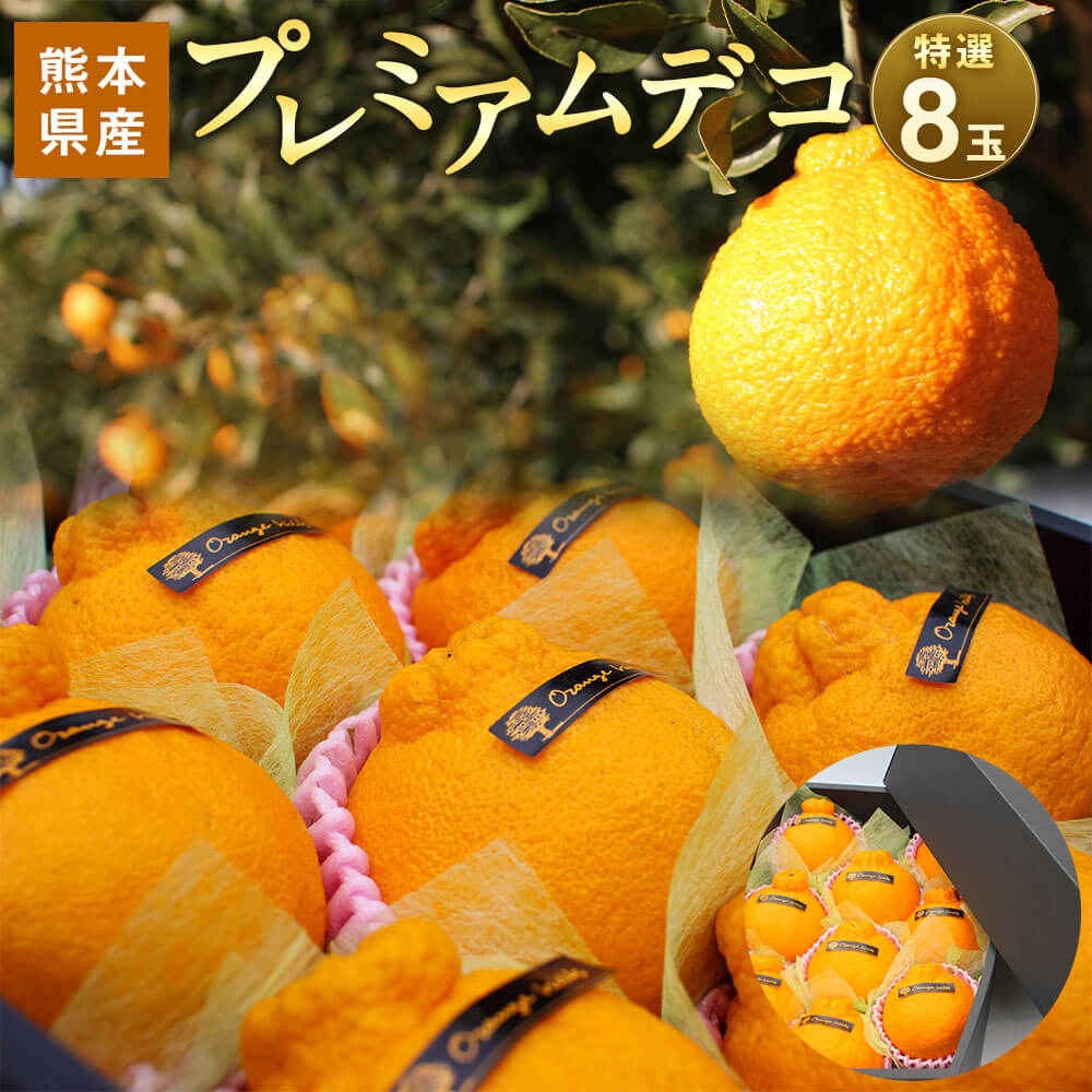 プレミアムデコ 8玉 特選 化粧箱入り デコポン 不知火 九州産 熊本県産 果物 みかん 柑橘 送料無料【2026年2月下旬-6月下旬発送】