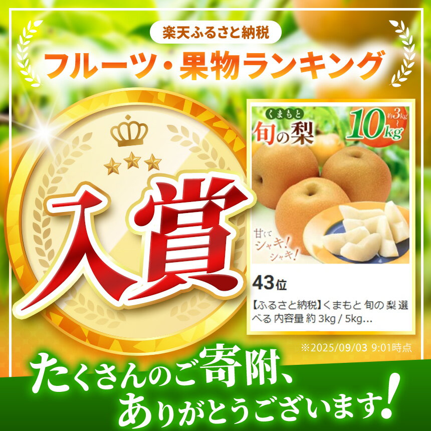 【ふるさと納税】くまもと 旬の 梨 選べる 内容量 約 3kg / 5kg / 10kg | フルーツ 豊水 秋月 あきづき 秋麗 甘太 新高 秋 旬 果物 くだもの 玉名 熊本 送料無料 - 画像3