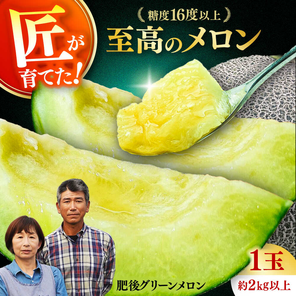【先行予約】 山鹿の恵み! 匠の育てた　肥後グリーン メロン 約2kg以上（約2kg以上×1玉）【きもと農園】[ZFQ002]