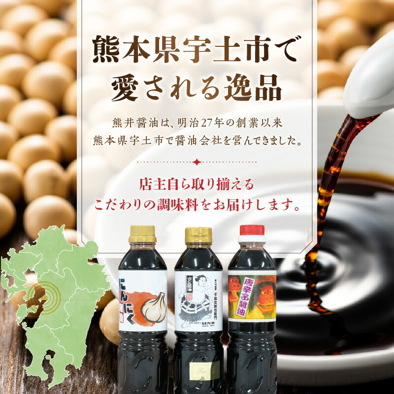 【ふるさと納税】熊井醤油 醤油（高級さしみ・にんにく・唐辛子）3本セット【熊本県宇土市】 サムネイル2