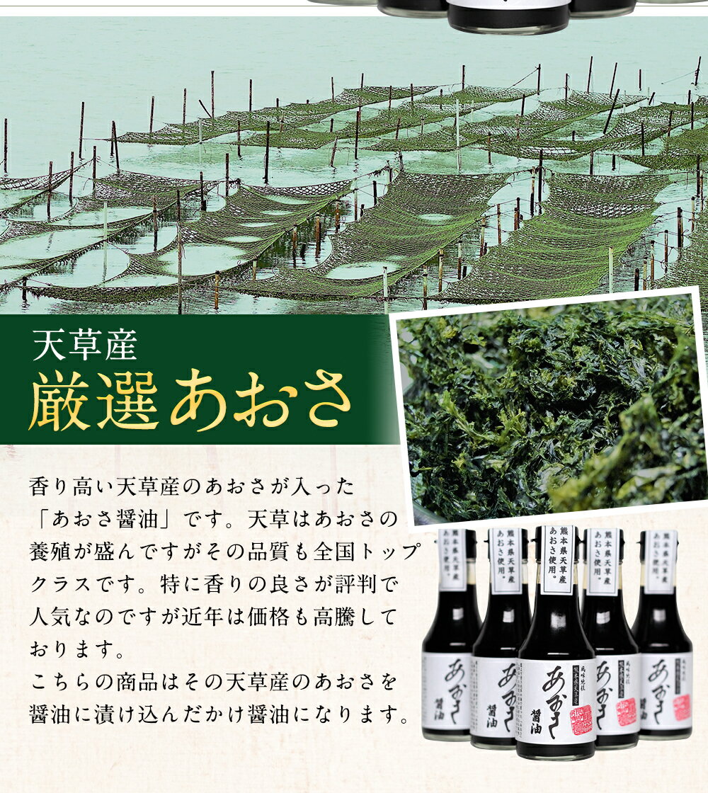【ふるさと納税】天草あおさ醤油150ml×5本 アオサ 青のり 卵かけ しょうゆ 熊本県産 九州 送料無料 サムネイル3
