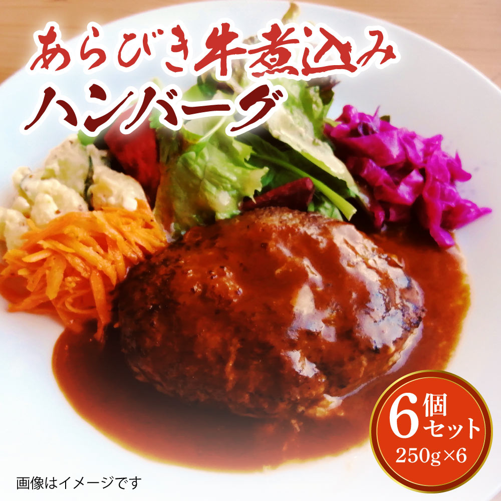 【ふるさと納税】あらびき牛 煮込み ハンバーグ 6個セット 250g 合計1,500g ハンバーグ デミグラスソース 手作り 熊本県 宇城市 冷凍 送料無料 ルボンヌ