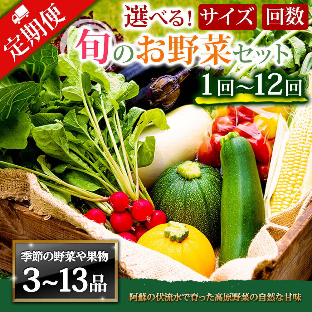 【選べるサイズ・回数】季節のお野菜セット 野菜 お野菜 阿蘇の高原 旬 S M L XLサイズ 定期便 1～12回 減農薬 新鮮 安心安全 大満足 産地直送 詰め合わせ やさい ふるさと納税 野菜セット ふるさと納税野菜 美味しい 自然派 セット たっぷり 熊本県 阿蘇市