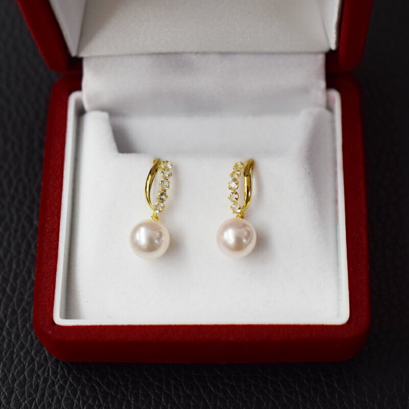 【ふるさと納税】天草産 7.5mm - 8mm 半貴石 ピアス あこや真珠 ホワイトピンク スタッド ホワイトトパーズ 花珠級 サムネイル3