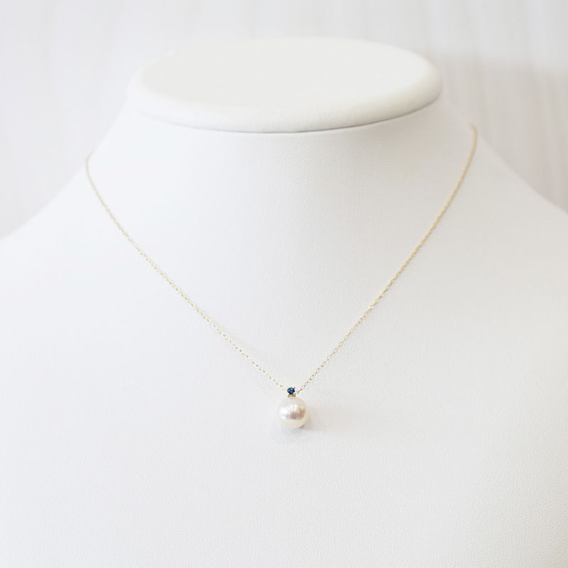 【ふるさと納税】あこや真珠 ペンダント ネックレス 8mm - 8.5mm ホワイトピンク 本真珠 誕生石 9月 サファイヤ 半貴石 選べる 金具素材 K10YG K10WG イエローゴールド ホワイトゴールド 品質保証書 ジュエリーケース 真珠てりクロス お取り寄せ 熊本県 天草市 送料無料 サムネイル3