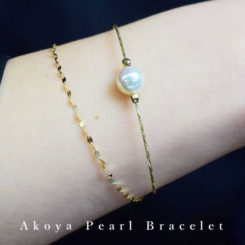 天草産 8-8.5mm あこや真珠 パール ブレスレット ホワイトピンク
