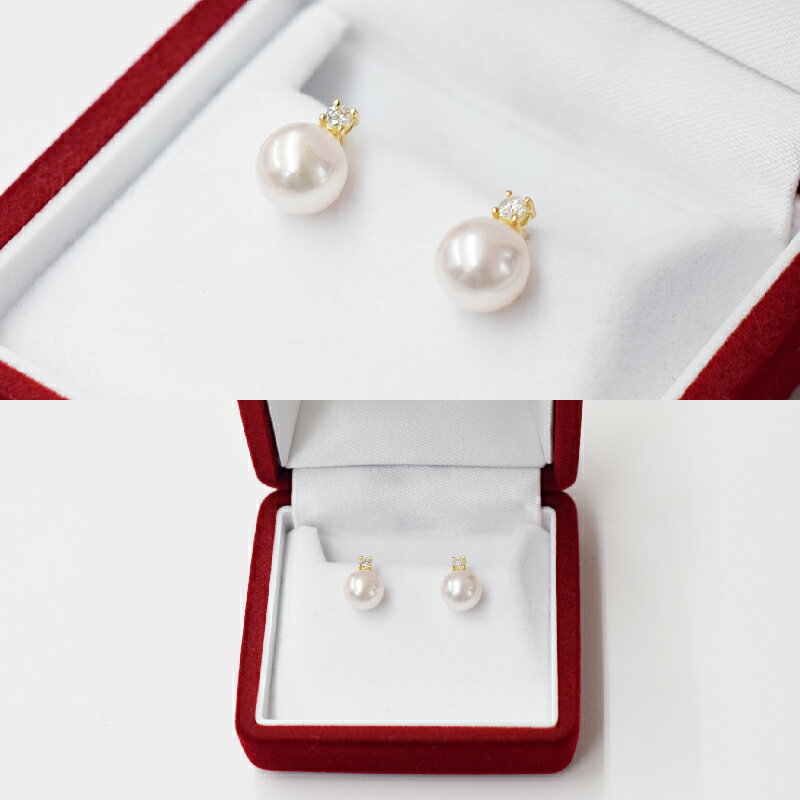 【ふるさと納税】ピアス スタッドピアス あこや真珠 真珠 天草産 パール ダイヤモンド 0.05ct K18YG K18WG K18 ジュエリー おしゃれ 日常使い パーティー用 ギフト 贈答用 プレゼント用 熊本県 天草市 送料無料 サムネイル3