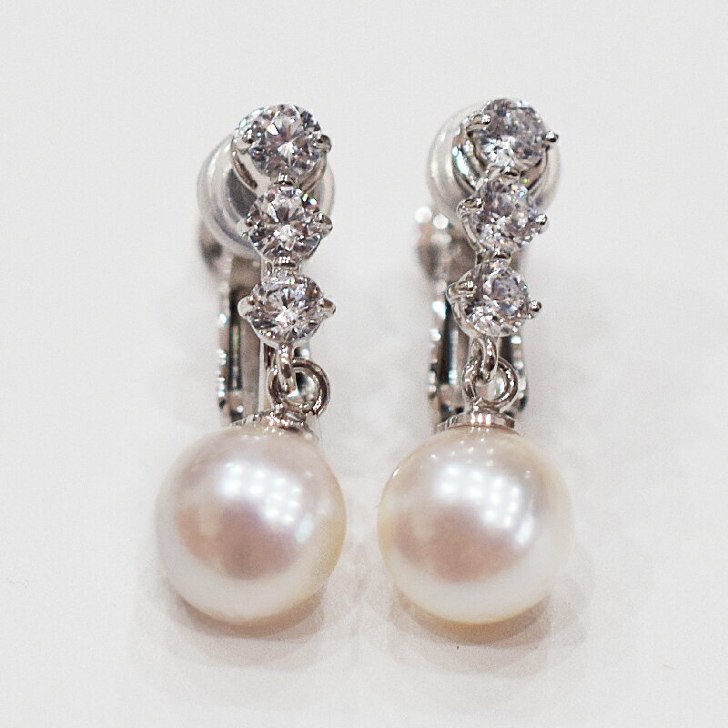 【ふるさと納税】真珠 イヤリング あこや真珠 パール ホワイトピンク 7.5mm - 8mm 天草産 本真珠 SV925 シルバー925 半フープ型 ジルコニア ジュエリー ケース付き アクセサリー 品質保証書 てりクロス 熊本県 天草市 送料無料 サムネイル3