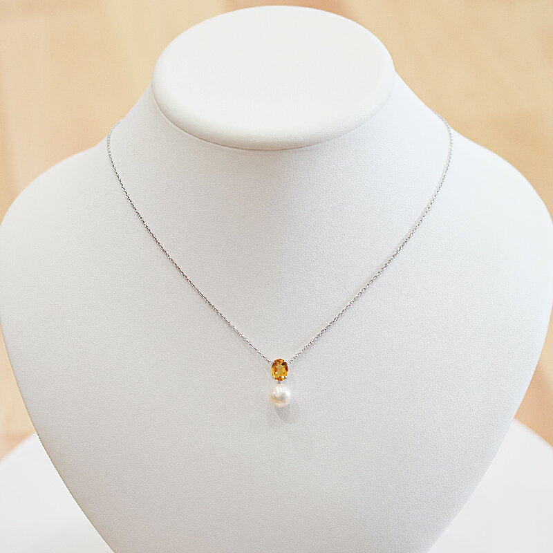 【ふるさと納税】真珠 あこや真珠 ホワイトピンク 8mm - 8.5mm 一粒 半貴石 ペンダントトップ 選べる シトリン ブルートパーズ ペリドット ガーネット ネックレス シルバー925 あずきチェーン アジャスター付き ジュエリー アクセサリー 品質保証書 熊本県 天草市 送料無料 サムネイル3