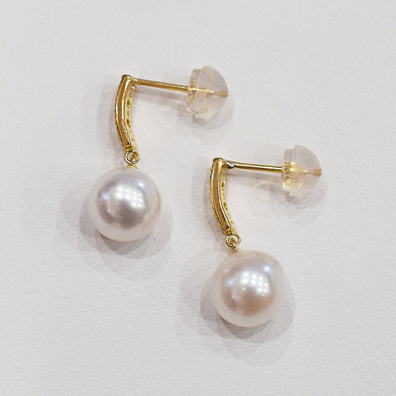 【ふるさと納税】ピアス あこや真珠 7.5mm - 8mm ダイヤモンド 0.03ct 3連 選べる 金具 K18YG K14WG ホワイトピンク 真珠 パール 揺れる アクセサリー ジュエリー 品質保証書 ジュエリーケース 真珠てりクロス お取り寄せ 熊本県 天草市 送料無料 サムネイル2