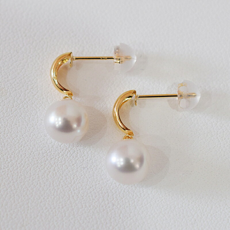 【ふるさと納税】ピアス あこや真珠 天草 7.5mm ～ 8mm ホワイトピンク 真珠 つや 半円 選べる 金具素材 K18YG K14WG イエローゴールド ホワイトゴールド 品質保証書 ジュエリーケース 真珠てりクロス アクセサリー ジュエリー お取り寄せ 熊本県 天草市 送料無料 サムネイル3